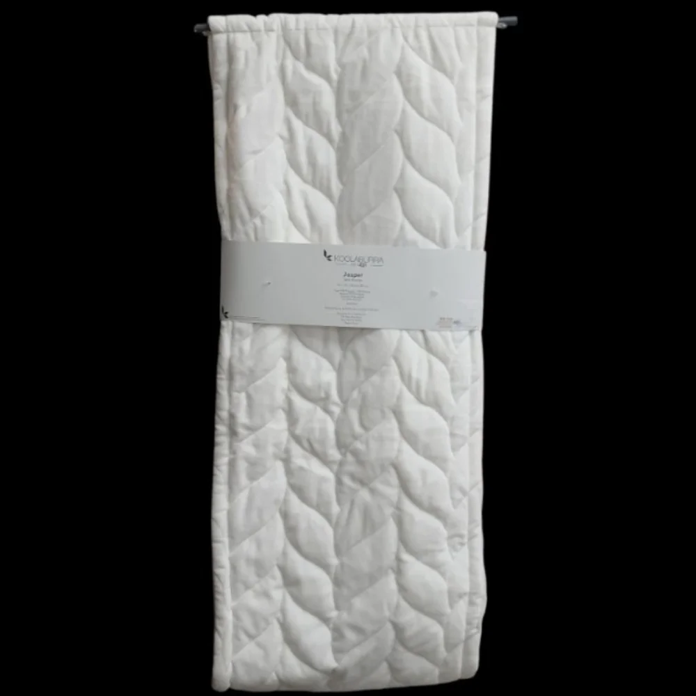 UGG Koolaburra Jasper White Quilted Table Runner Gray Faux Fur Farmhouse New